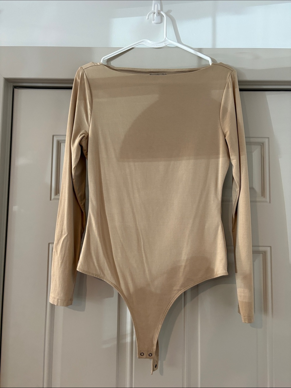 Abercrombie & Fitch Women's Long Sleeve Beige Bodysuit - Classic Stretch Top